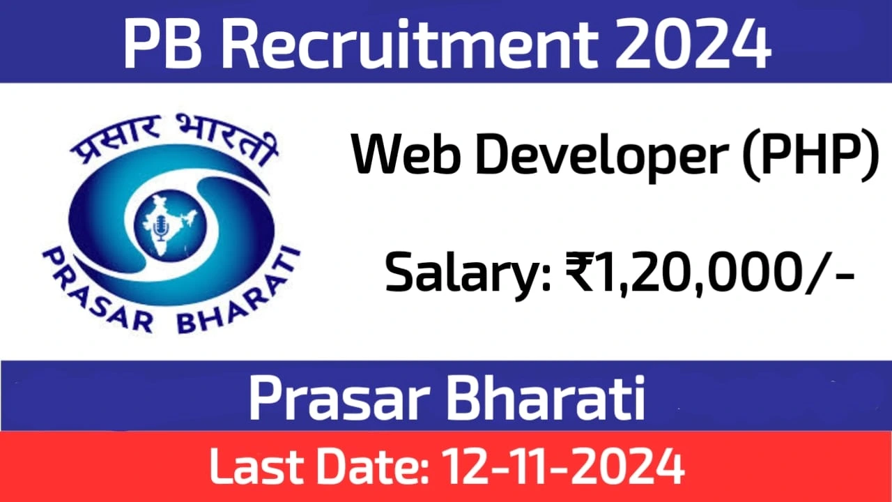 Prasar Bharati Recruitment 2024 Application Open for Web Developer (PHP) Post